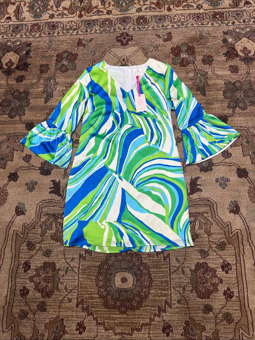 NWT Julie Brown retro print green Bloomfield dress 6